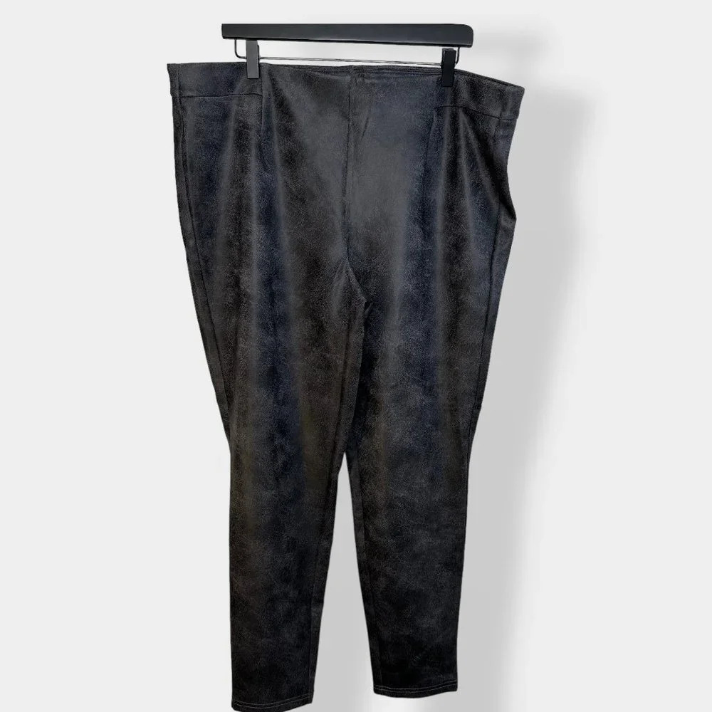 Dex Grey Vegan Leather Crackle Pull On Pant